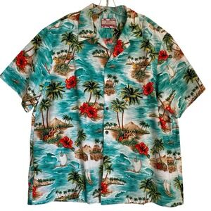 Vintage RJS Hawaiian Mens Shirt 2XL Floral Tropical Made In Hawaii Beach Aloha